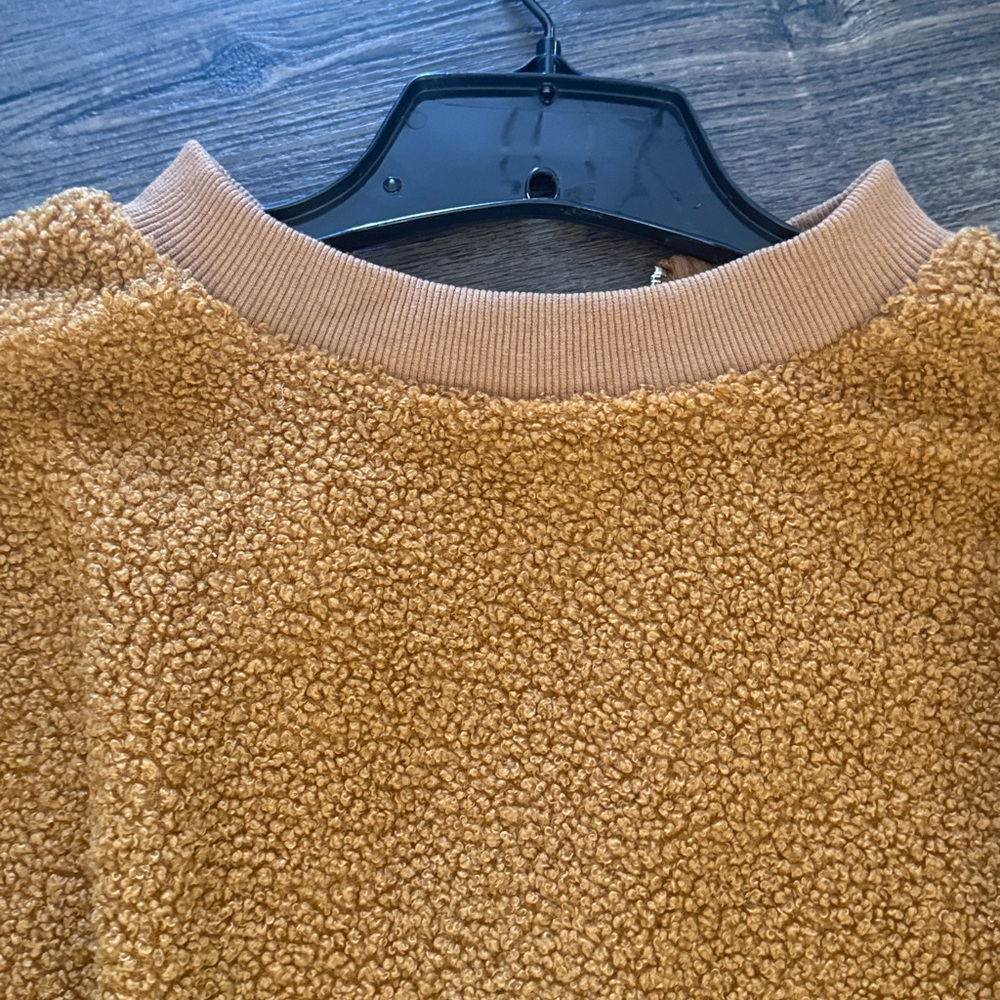 MIROL NWT sherpa teddy bomber style jacket camel color Large - Picture 5 of 6